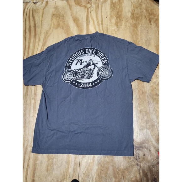 Sturgis Bike Week 2014 74th Anniversary Mens XL Gray Shirt Motorcycle @k2 - Picture 1 of 8